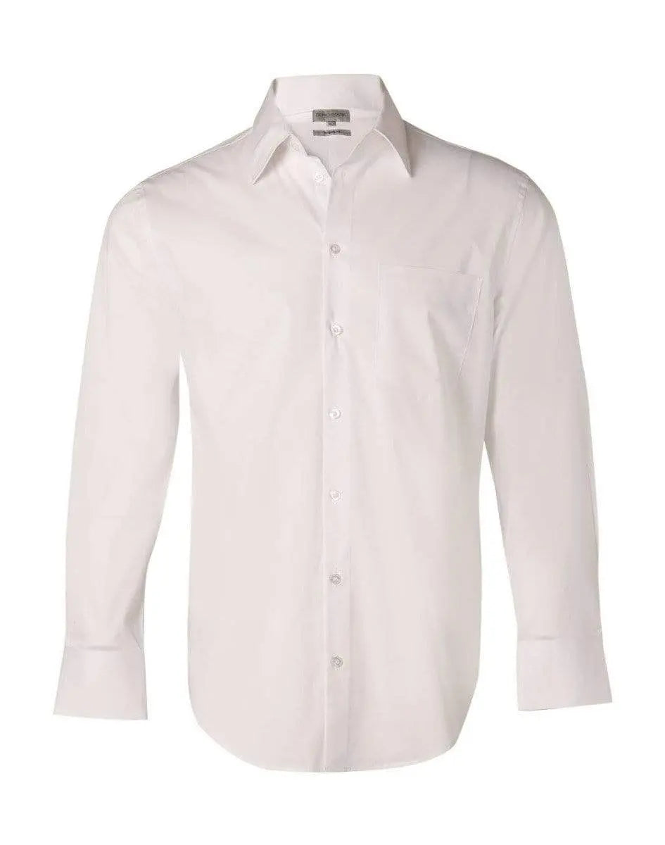 BENCHMARK Men's Cotton/Poly Stretch Long Sheeve Shirt M7020L Corporate Wear Benchmark White 42